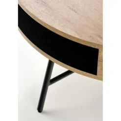 CAMILA sofabord Ø80 cm - Gylden eg / Sort