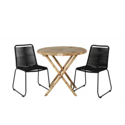 Cane Rundt Loungesæt - Havemøbelsæt - Sort,Natur