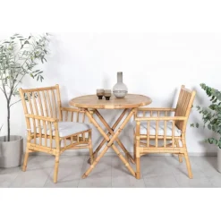 Cane Rundt Spisestuesæt - Natur,Sand