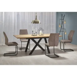 CAPITAL Spisebord med udtræk 180-240 cm, guld eg / Sort