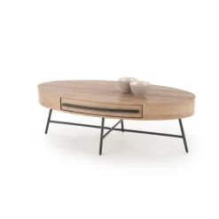 CAROLINA sofabord, gylden eg / Sort