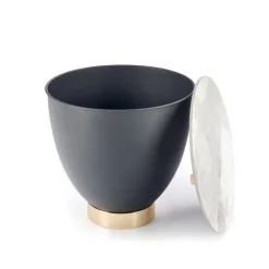 CECILIA_S sofabord, marmor / Grå / guld