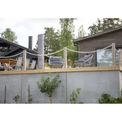 Chania Rundt Loungesæt - Havemøbelsæt - Grå,Natur