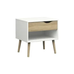 Charlie natbord - Hvid/Eg