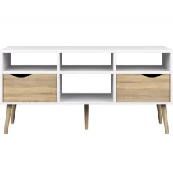 Charlie tv-bord 2 skuffer bred - Hvid/Eg