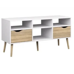 Charlie tv-bord 2 skuffer bred - Hvid/Eg