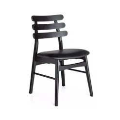 Charlotte spisebordsstol -sortbejdset egetræ - sort læder