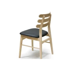 Charlotte spisebordsstol - hvidolieret eg - sort læder