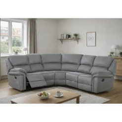 Christopher hjørnesofa med 2 x Recliner - Grå Ruskindsblød mikrofiber
