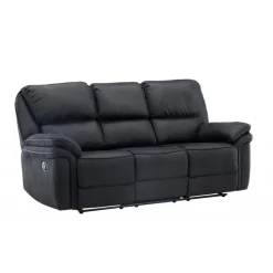Christopher Recliner Sofa - Sort Ruskindsblød mikrofiber