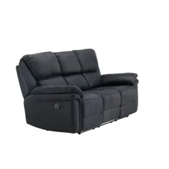 Christopher Recliner Sofa - Sort Ruskindsblød mikrofiber