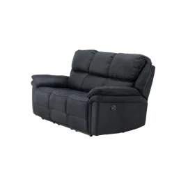 Christopher Recliner Sofa - Sort Ruskindsblød mikrofiber