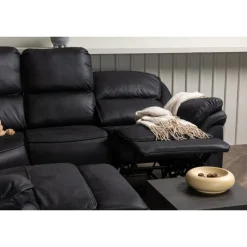 Christopher Recliner Sofa - Sort Ruskindsblød mikrofiber