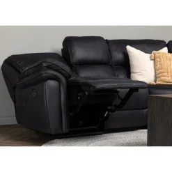 Christopher Recliner Sofa - Sort Ruskindsblød mikrofiber