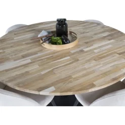 Cirebon Rund Spisebordssæt - Beige, Sort og Natur