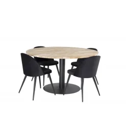 Cirebon Rundt Spisebordssæt - Sort og Natur