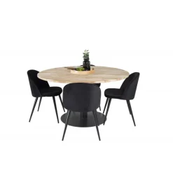 Cirebon Rundt Spisebordssæt - Sort og Natur