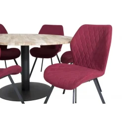 Cirebon Rundt Spisebordssæt - Sort og Natur og Rød