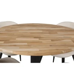 Cirebon Rundt Spisebordssæt - Beige, Sort og Natur