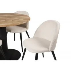 Cirebon Rundt Spisebordssæt - Beige, Sort og Natur