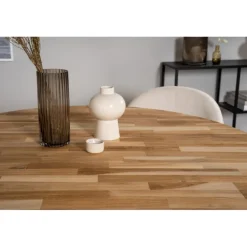 Cirebon Rundt Spisebordssæt - Beige, Sort og Natur