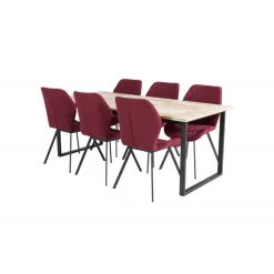 Cirebon Spisebordssæt - Sort og Natur og Rød