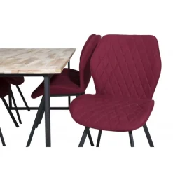 Cirebon Spisebordssæt - Sort og Natur og Rød