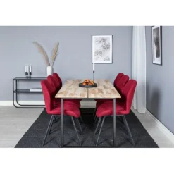 Cirebon Spisebordssæt - Sort og Natur og Rød