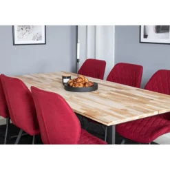 Cirebon Spisebordssæt - Sort og Natur og Rød