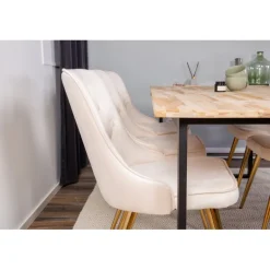 Cirebon t Spisebordssæt - Beige, Sort, Messing og Natur