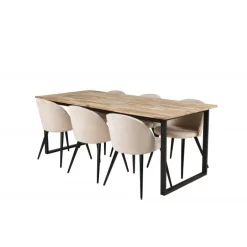 Cirebon t Spisebordssæt - Beige, Sort og Natur