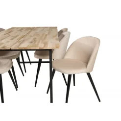 Cirebon t Spisebordssæt - Beige, Sort og Natur