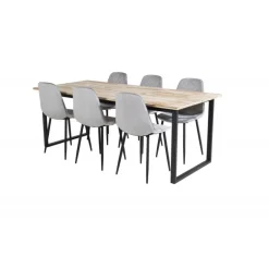 Cirebon t Spisebordssæt - Sort, Grå og Natur