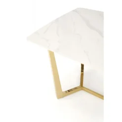 CLEMENTE Bord, - Top - Hvid Marmor, Ben - Guld