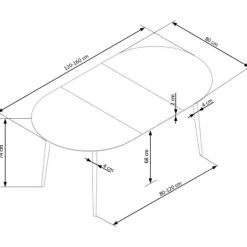 COLORADO Spisebord med udtræk 120-160 cm