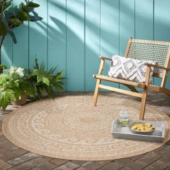 Comilla Rund Udendørs tæppe Vintage - Beige