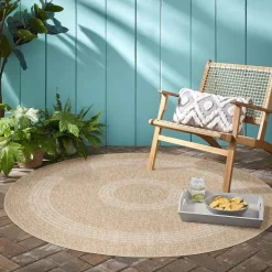 Comilla Rund Udendørs tæppe Vintage - Beige