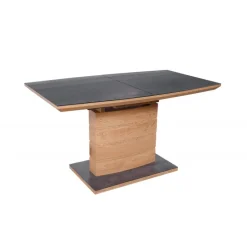 CONCORD Spisebord med udtræk, - top - MørkeGrå, ben - gylden eg