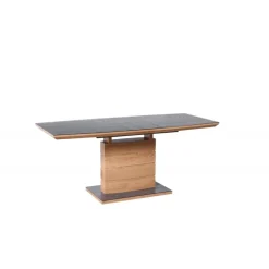 CONCORD Spisebord med udtræk, - top - MørkeGrå, ben - gylden eg