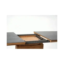 CONCORD Spisebord med udtræk, - top - MørkeGrå, ben - gylden eg