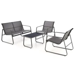 CONOR havemøbelsæt (sofa + 2 stole + sofabord), MørkeGrå/lyseGrå