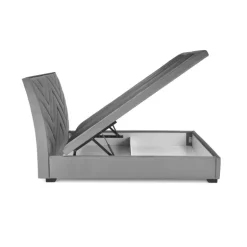 CONTINENTAL 1 160x200cm seng med opbevaring - Grå Velour - Monolith 85