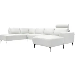 Copenhagen Hvid Læder Hjørnesofa med chaiselong - Højrevendt