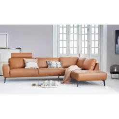 Copenhagen LæderHjørnesofa Cognac - Højrevendt