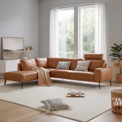 Copenhagen LæderHjørnesofa Cognac - Venstrevendt