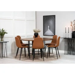 Copenhagen Rundt Spisebordssæt - Sort og Brun