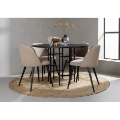 Copenhagen Rundt Spisebordssæt - Beige og Sort