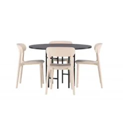 Copenhagen Rundt Spisebordssæt - Beige og Sort