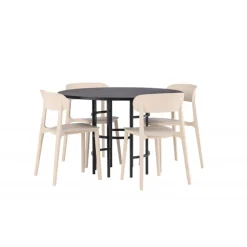 Copenhagen Rundt Spisebordssæt - Beige og Sort