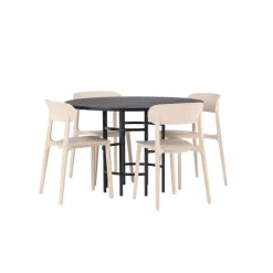 Copenhagen Rundt Spisebordssæt - Beige og Sort